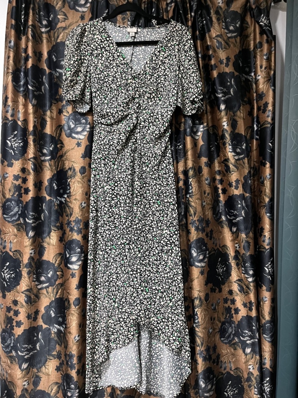 A New Day Black and High-Low Floral Dress